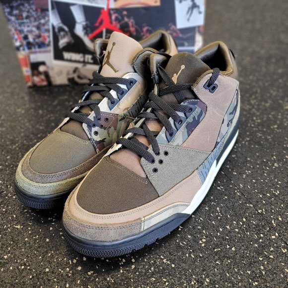 Nike Air Jordan 3 Retro SE Patchwork Camo Sneakers DO1830-200 Size 11.5 Mens - Picture 2 of 8
